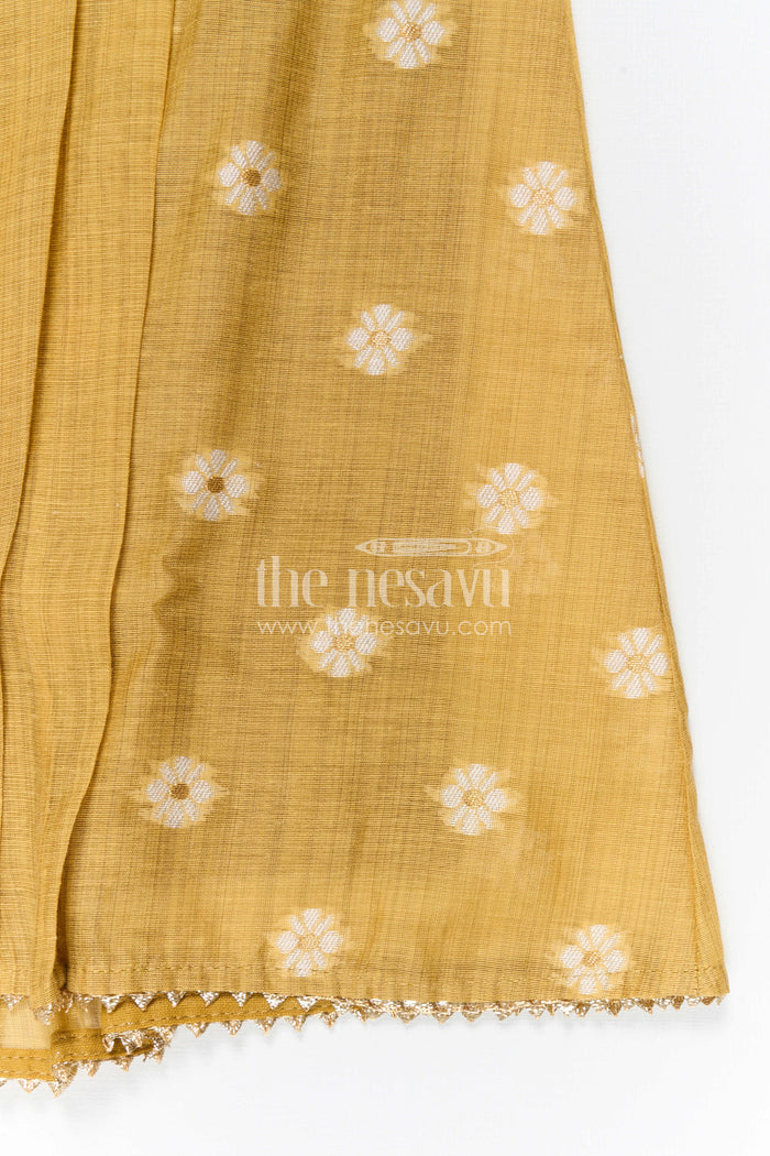 The Nesavu Girls Cotton Frock Baby Girl Frock for Festive Wear and Family Celebrations Nesavu Nesavu Baby Girl Cotton Jacquard Frock For Festive Wear And Family Celebrations In Breathable Green Fabric