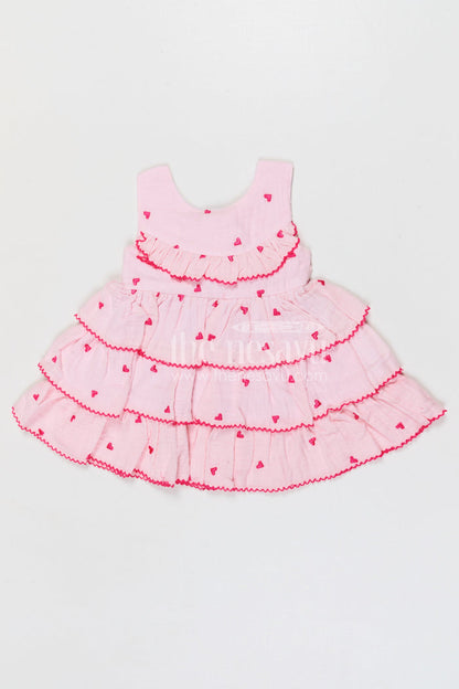 The Nesavu Baby Cotton Frocks Baby Girl Frock for First Birthday and Naming Ceremony Nesavu 14 (6M) / Half white / Muslin Cotton BFJ972A-14 Nesavu baby girl muslin cotton frock with thread embroidery for birthday celebration and photoshoots
