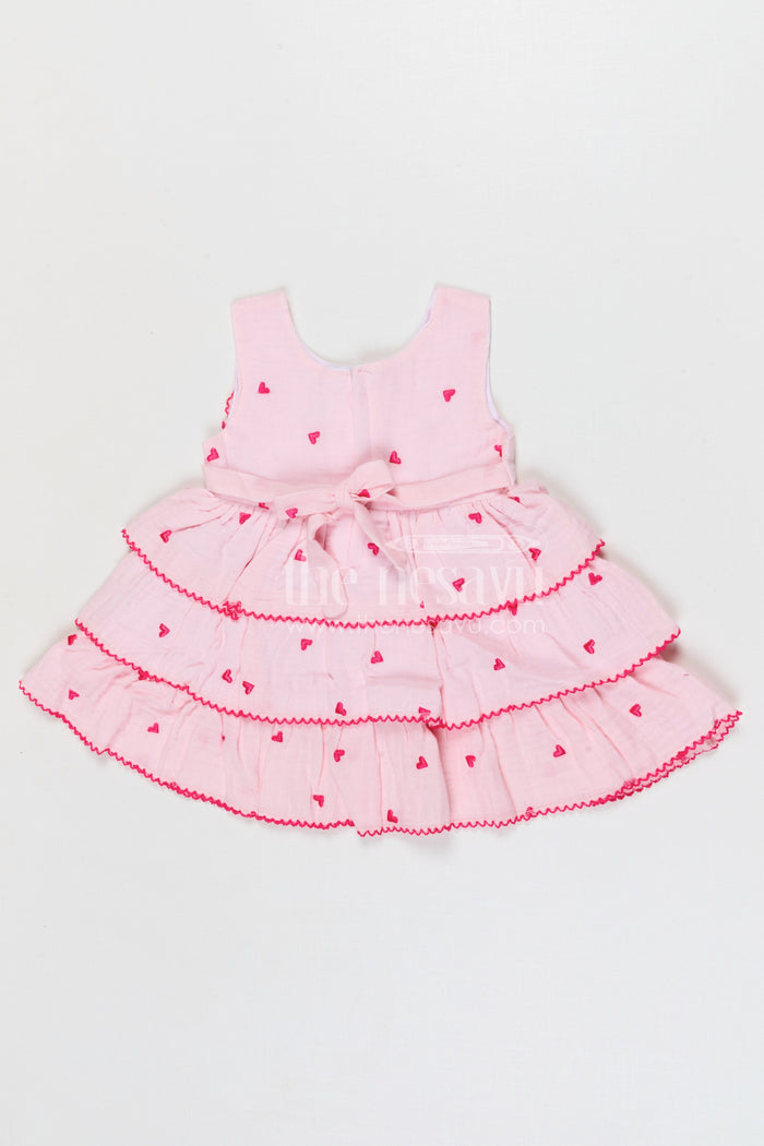 The Nesavu Baby Cotton Frocks Baby Girl Frock for First Birthday and Naming Ceremony Nesavu Nesavu baby girl muslin cotton frock with thread embroidery for birthday celebration and photoshoots