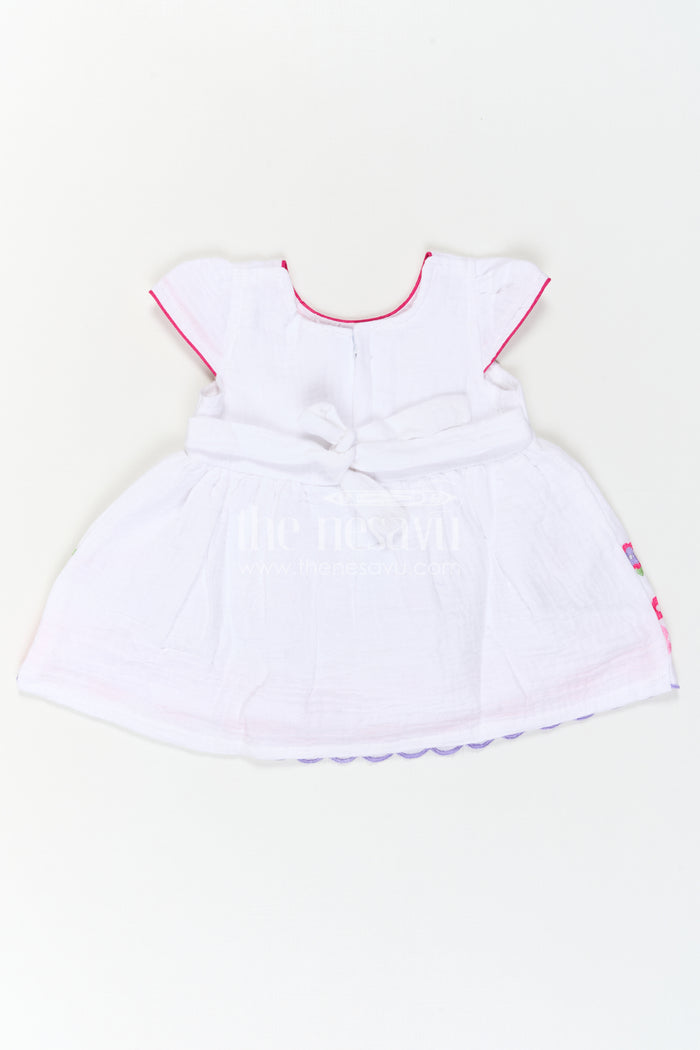 The Nesavu Baby Cotton Frocks Baby Girl Frock for Naming Ceremony and Family Photo Moments Nesavu Nesavu Baby Girl Muslin Cotton Frock With Floral Embroidery For Naming Ceremonies And Photos