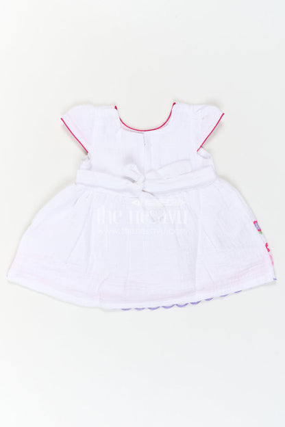 The Nesavu Baby Cotton Frocks Baby Girl Frock for Naming Ceremony and Family Photo Moments Nesavu Nesavu Baby Girl Muslin Cotton Frock With Floral Embroidery For Naming Ceremonies And Photos