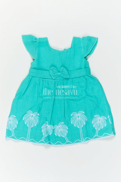 The Nesavu Baby Cotton Frocks Baby Girl Frock for Outings and First Birthday Moments Nesavu Nesavu Baby Girl Muslin Cotton Frock For Outings And First Birthday With Thread Embroidery Soft Outfit