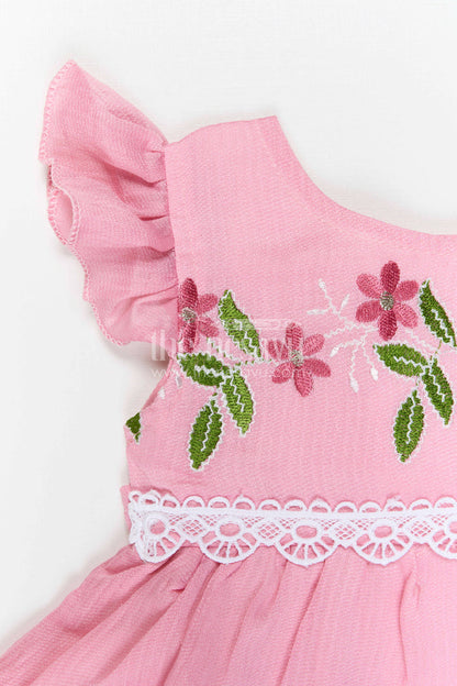 The Nesavu Baby Cotton Frocks Baby Girl Frock for Summer Outings and Casual Wear Nesavu Nesavu Baby Girl Cotton Frock For Summer Outings And Casual Wear With Floral Embroidery And Frill Hem