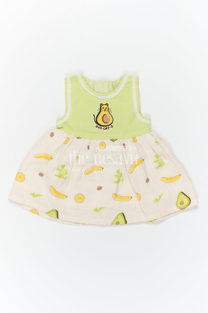 The Nesavu Baby Frocks Baby Girl Frock for Summer Outings and Playful Dates Nesavu Nesavu Baby Girl Muslin Cotton Frock For Summer Outings And Photoshoots With Digital Print And Cute Patch Detail