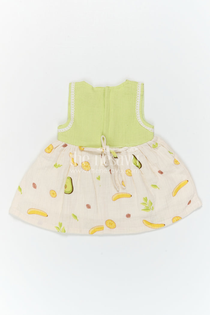 The Nesavu Baby Frocks Baby Girl Frock for Summer Outings and Playful Dates Nesavu Nesavu Baby Girl Muslin Cotton Frock For Summer Outings And Photoshoots With Digital Print And Cute Patch Detail