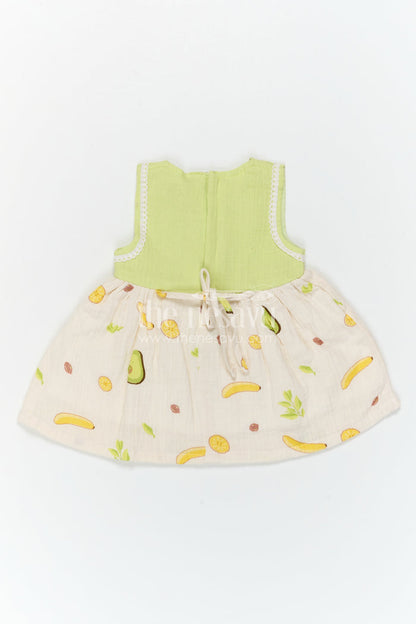 The Nesavu Baby Frocks Baby Girl Frock for Summer Outings and Playful Dates Nesavu Nesavu Baby Girl Muslin Cotton Frock For Summer Outings And Photoshoots With Digital Print And Cute Patch Detail