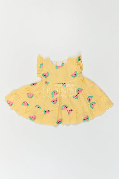 The Nesavu Baby Cotton Frocks Baby Girl Frock for Summer Outings and Playful Days Nesavu Nesavu Baby Girl Muslin Cotton Frock For Summer Outings With Digital Print Tiered Flare Comfortable Wear