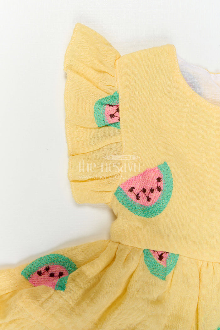 The Nesavu Baby Cotton Frocks Baby Girl Frock for Summer Outings and Playful Days Nesavu Nesavu Baby Girl Muslin Cotton Frock For Summer Outings With Digital Print Tiered Flare Comfortable Wear