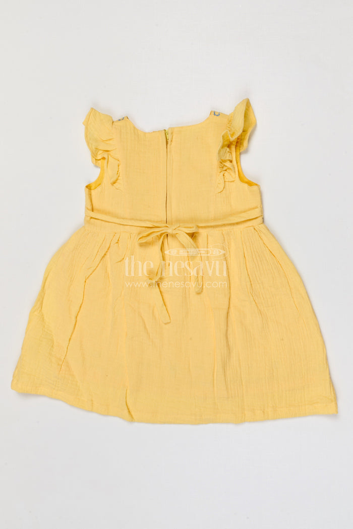The Nesavu Girls Cotton Frock Baby Girl Frock for Summer Playdates and Casual Outings Nesavu Nesavu baby girl muslin cotton frock for toddler summer playdates and outings with thread embroidery