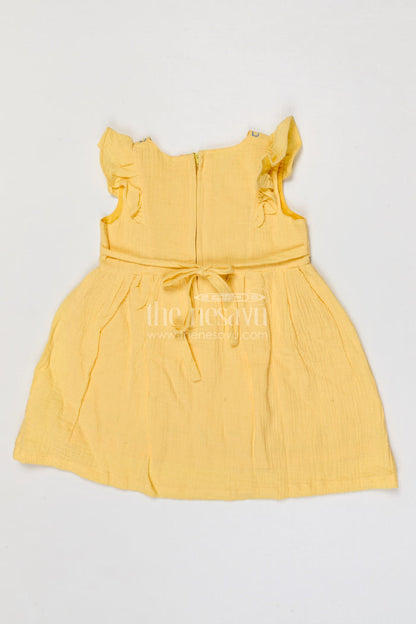 The Nesavu Girls Cotton Frock Baby Girl Frock for Summer Playdates and Casual Outings Nesavu Nesavu baby girl muslin cotton frock for toddler summer playdates and outings with thread embroidery