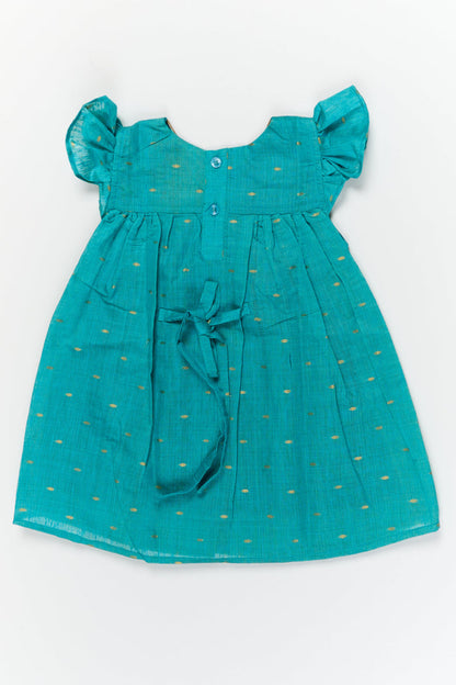 The Nesavu Girls Chanderi Frock Baby Girl Frock for Temple Visits and Traditional Gatherings Nesavu Nesavu baby girl viscose silk frock with butti work for temple visits and traditional gatherings