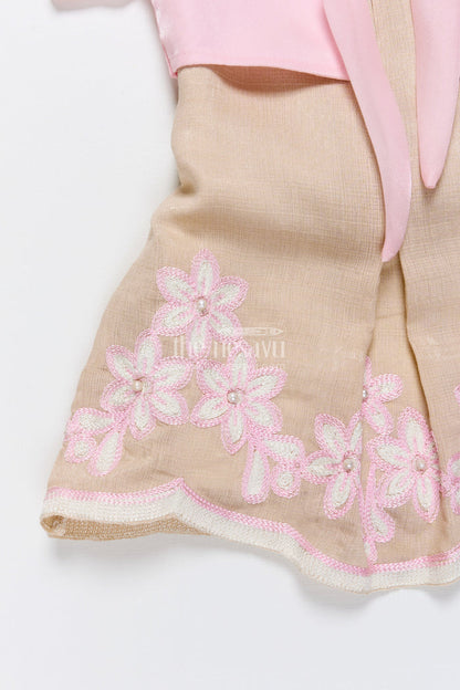 The Nesavu Girls Cotton Frock Baby Girl Frock with Embroidery for Birthday and Festive Photoshoots Nesavu Nesavu baby girl frock floral embroidery bolero birthdays photoshoots