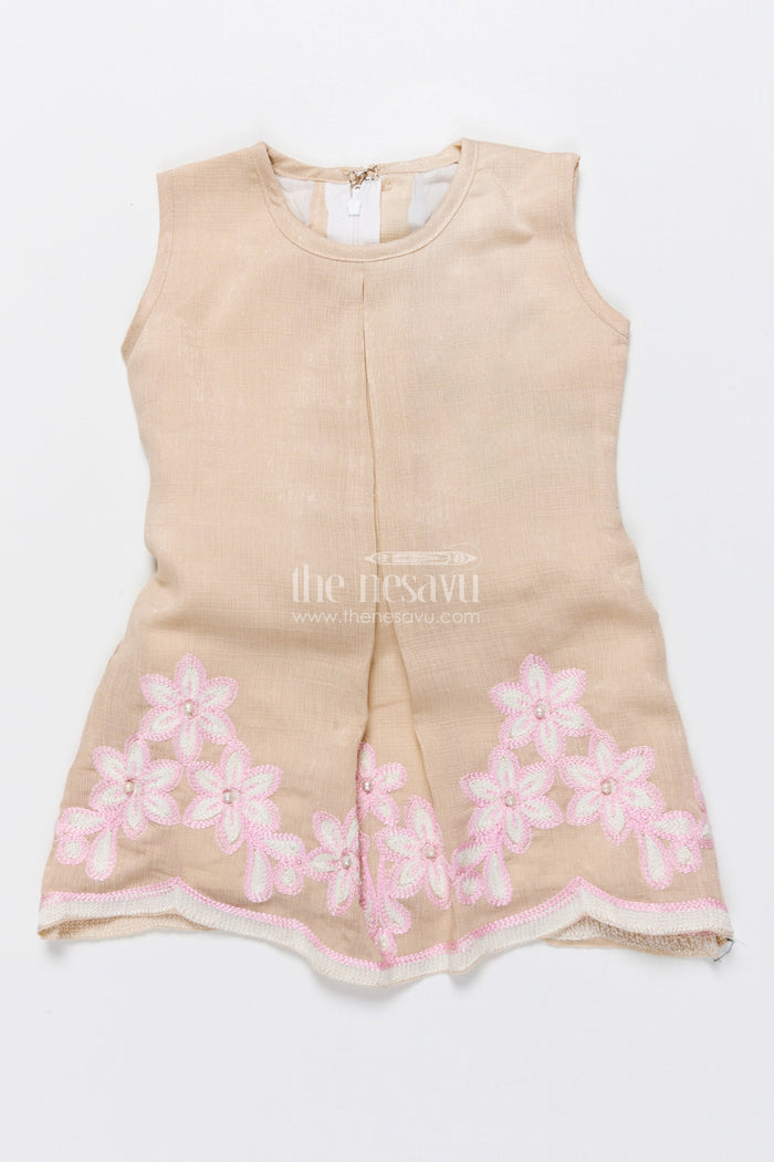 The Nesavu Girls Cotton Frock Baby Girl Frock with Embroidery for Birthday and Festive Photoshoots Nesavu Nesavu baby girl frock floral embroidery bolero birthdays photoshoots