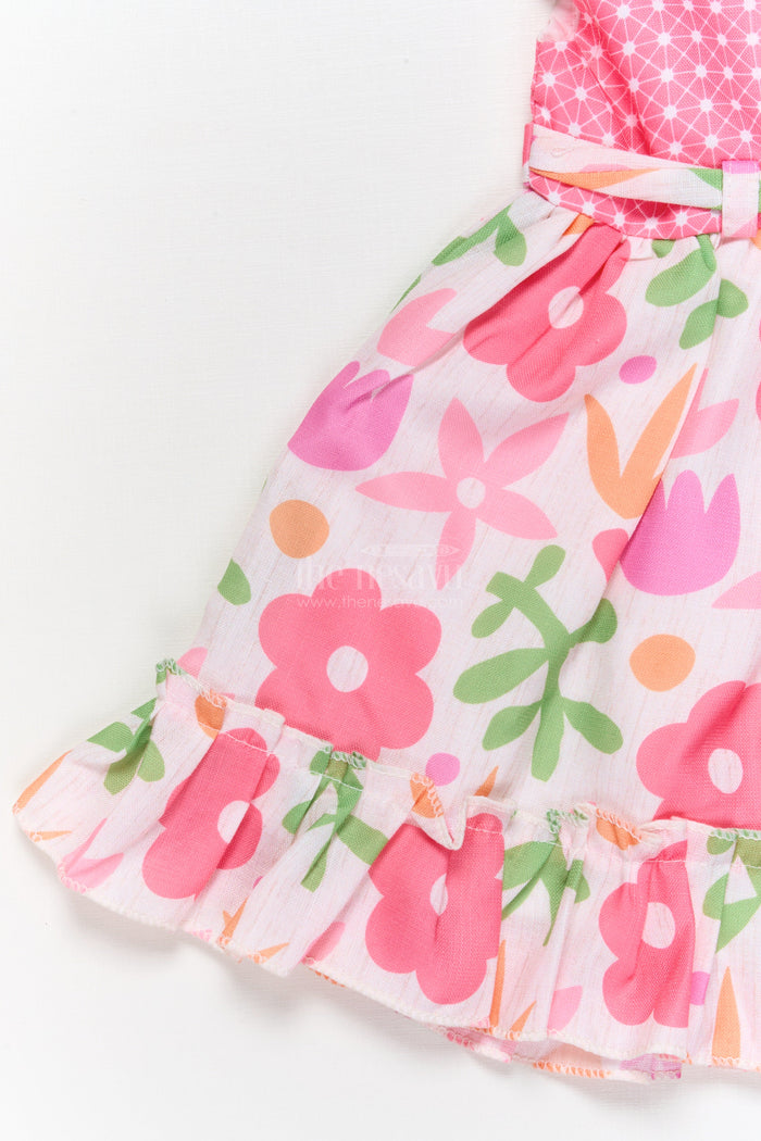 The Nesavu Baby Cotton Frocks Baby Girl Frock with Floral Print and Peter Pan Collar for Birthdays Nesavu Nesavu baby girl cotton frock with floral digital print and peter pan collar for birthday parties