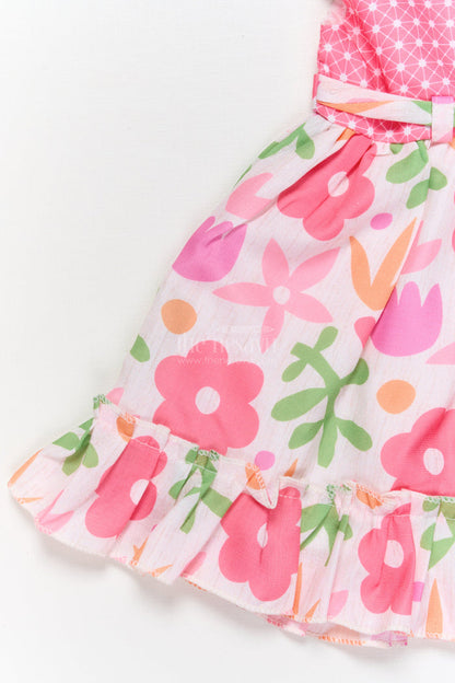 The Nesavu Baby Cotton Frocks Baby Girl Frock with Floral Print and Peter Pan Collar for Birthdays Nesavu Nesavu baby girl cotton frock with floral digital print and peter pan collar for birthday parties