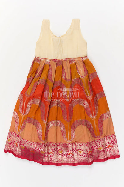 The Nesavu Pattu Pavadai Baby Girl Jacquard Pattu Pavadai Set for Festivals and Temple Wear Nesavu Nesavu baby girl jacquard pattu pavadai with scalloped blouse for temple festivals and weddings