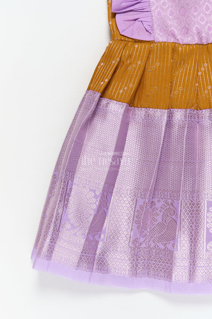 The Nesavu Girls Kanchi Silk Frock Baby Girl Kanchi Silk Frock for Festive Celebrations and Family Functions Nesavu Nesavu baby girl Kanchi silk frock for traditional festivals, poojas, and milestone celebrations