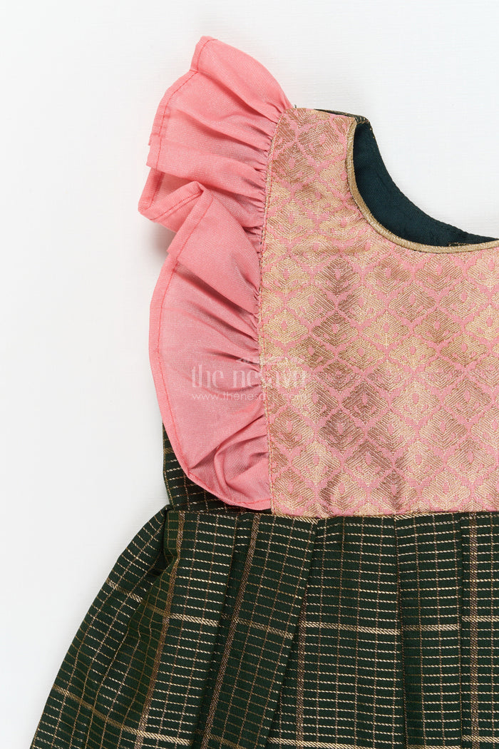 The Nesavu Girls Kanchi Silk Frock Baby Girl Kanchi Silk Frock for Naming Ceremonies and Festive Gatherings Nesavu Nesavu baby girl Kanchi silk frock for naming ceremonies, poojas, and festive occasions
