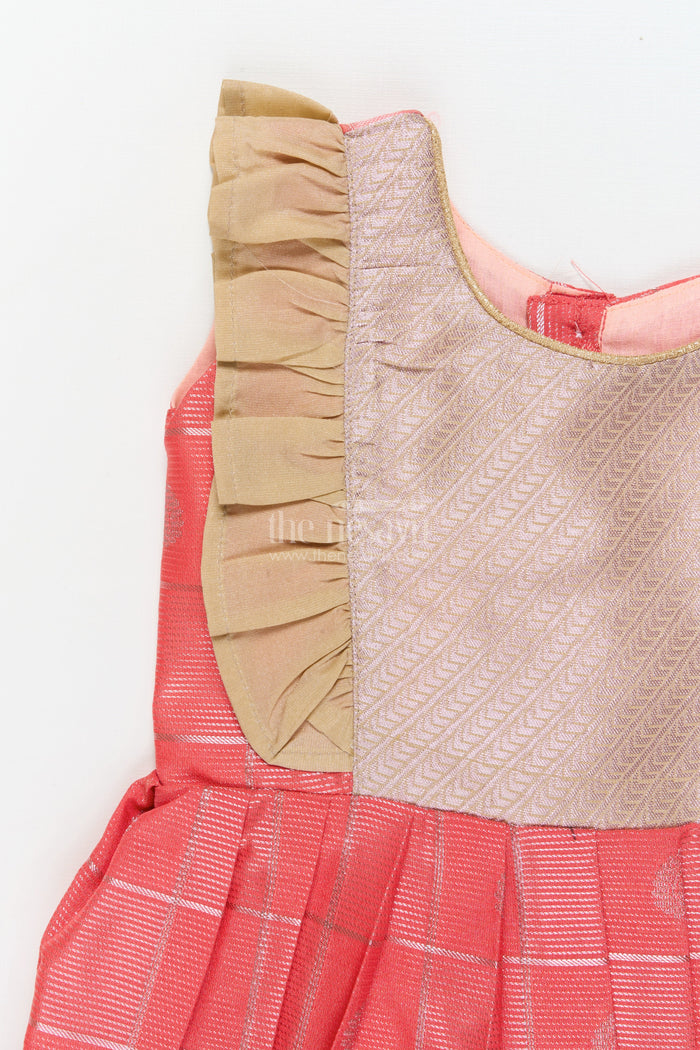 The Nesavu Girls Kanchi Silk Frock Baby Girl Kanchi Silk Frock for Weddings and Festive Family Gatherings Nesavu Nesavu baby girl Kanchi silk frock for weddings, poojas, and festive family occasions