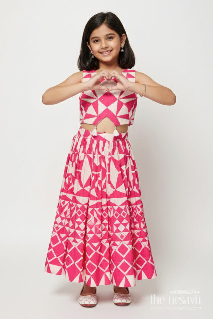 The Nesavu Girls Lehenga Choli Baby Girl Lehenga Choli for Festive Functions and Weddings Nesavu 18 (2Y) / Pink GL795A-18 Nesavu baby girl lehenga choli weddings festive occasions printed modal silk
