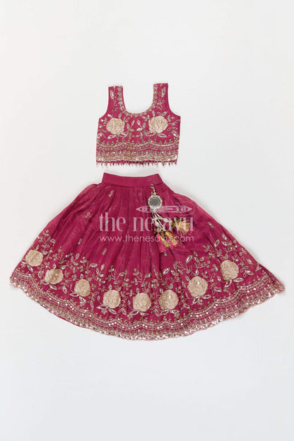 The Nesavu Girls Lehenga Choli Baby Girl Lehenga Choli for Weddings and Festive Occasions Nesavu Nesavu Baby Girl Lehenga Choli With Crushed Georgette And Designer Yoke For Weddings And Festive Wear
