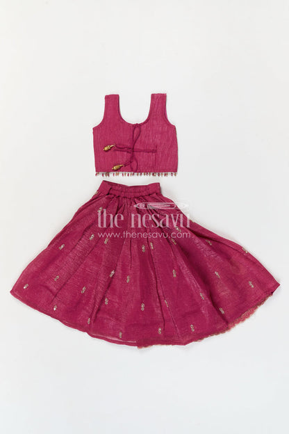 The Nesavu Girls Lehenga Choli Baby Girl Lehenga Choli for Weddings and Festive Occasions Nesavu Nesavu Baby Girl Lehenga Choli With Crushed Georgette And Designer Yoke For Weddings And Festive Wear