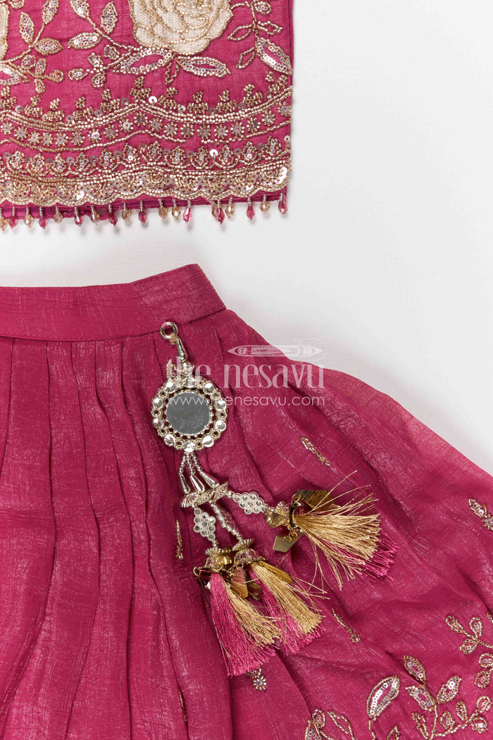 The Nesavu Girls Lehenga Choli Baby Girl Lehenga Choli for Weddings and Festive Occasions Nesavu Nesavu Baby Girl Lehenga Choli With Crushed Georgette And Designer Yoke For Weddings And Festive Wear