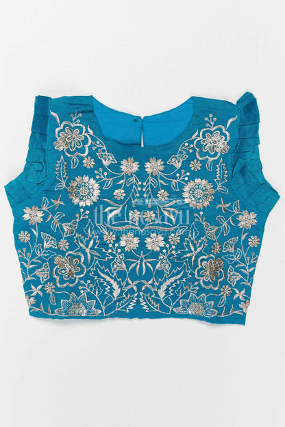 The Nesavu Girls Ethnic Lehenga Baby Girl Lehenga for Festive Celebrations and Family Gatherings Nesavu Nesavu Baby Girl Silk Cotton Lehenga With Embroidery For Festive Celebrations And Family Gatherings