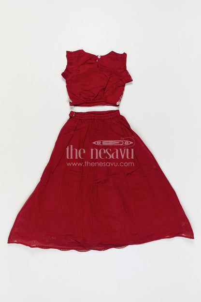 The Nesavu Girls Ethnic Lehenga Baby Girl Lehenga for Weddings and Festive Occasions Nesavu Nesavu Baby Girl Silk Cotton Lehenga With Thread Embroidery For Weddings And Festive Occasions