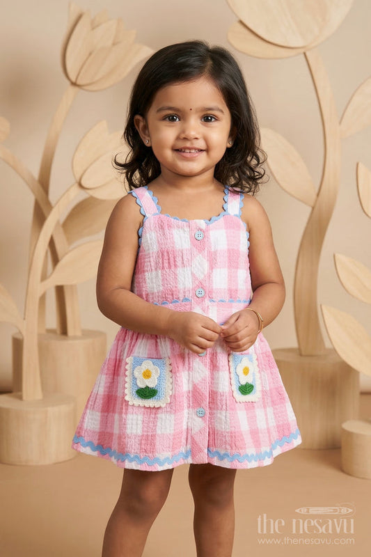 The Nesavu Baby Frocks Baby Girl Muslin Frock for Birthday and Family Photos Nesavu 14 (6M) / Blue / Muslin Cotton BFJ952A-14 Nesavu Baby Girl Muslin Cotton Frock With Headband For Birthdays And Special Family Occasions