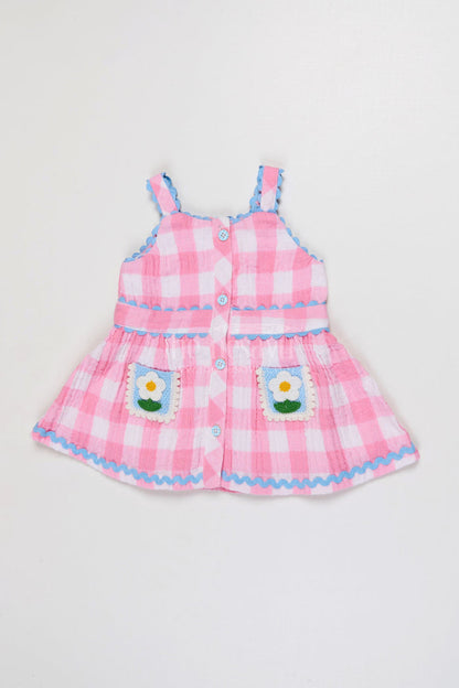 The Nesavu Baby Frocks Baby Girl Muslin Frock for Birthday and Family Photos Nesavu 14 (6M) / Blue / Muslin Cotton BFJ952A-14 Nesavu Baby Girl Muslin Cotton Frock With Headband For Birthdays And Special Family Occasions