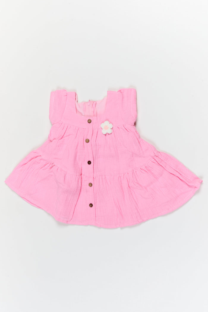 The Nesavu Baby Cotton Frocks Baby Girl Muslin Frock for Summer Playdates and Casual Outings Nesavu 14 (6M) / pink / Cotton BFJ925A-14 Nesavu baby girl muslin cotton frock for summer playdates and everyday comfort