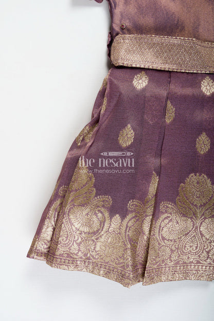 The Nesavu Silk Frock Baby Girl Naming Ceremony Frock In Silk With Zari Nesavu Nesavu Traditional Silk Frock Baby Girls Golden Zari Work Naming Ceremony