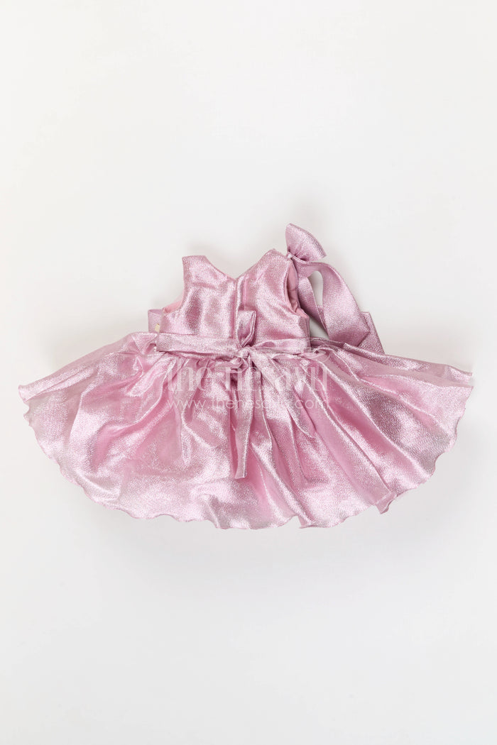 The Nesavu Girls Fancy Party Frock Baby Girl Party Dress for Birthdays and Special Occasions Nesavu Nesavu baby girl shimmer satin party dress for birthdays and special occasions with elegant bow design