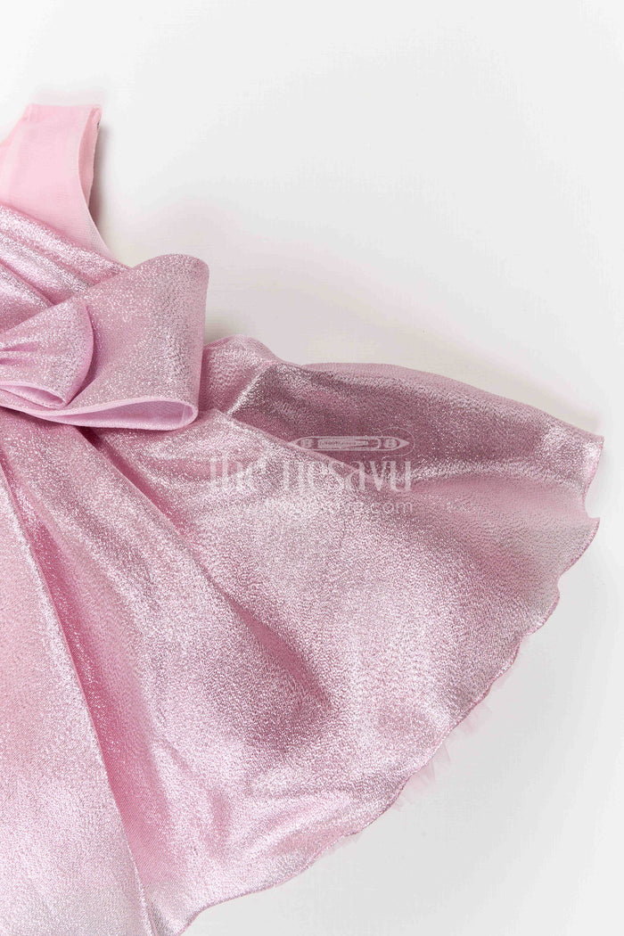 The Nesavu Girls Fancy Party Frock Baby Girl Party Dress for Birthdays and Special Occasions Nesavu Nesavu baby girl shimmer satin party dress for birthdays and special occasions with elegant bow design
