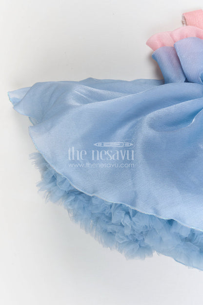 The Nesavu Girls Fancy Party Frock Baby Girl Party Dress for Photoshoot and Birthday Celebrations Nesavu Nesavu baby girl organza party dress for photoshoots and birthdays with layered fluffy silhouette
