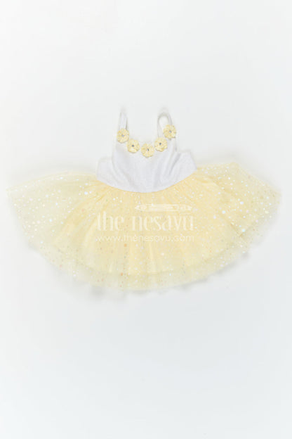 The Nesavu Girls Fancy Party Frock Baby Girl Party Frock for Birthdays and Evening Celebrations Nesavu Nesavu Baby Girl Party Frock For Birthdays And Evening Celebrations With Shimmer Bodice And Soft Net Flare