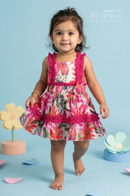 The Nesavu Baby Frocks Baby Girl Party Frock for Birthdays and Festive Celebrations Nesavu 14 (6M) / Multicolor / Georgette BFJ982A-14 Nesavu baby girl georgette party frock with digital print for birthdays and festive celebrations