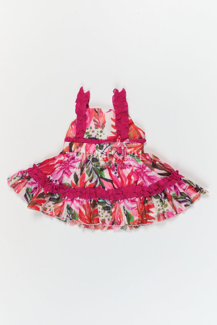 The Nesavu Baby Frocks Baby Girl Party Frock for Birthdays and Festive Celebrations Nesavu Nesavu baby girl georgette party frock with digital print for birthdays and festive celebrations