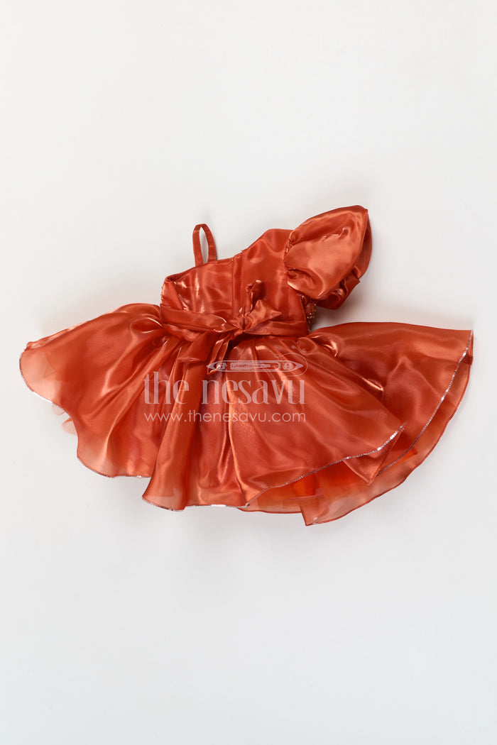 The Nesavu Girls Fancy Party Frock Baby Girl Party Frock for Birthdays and Special Celebrational Event Nesavu Nesavu baby girl satin party frock with bead embroidery for birthdays and special celebrations