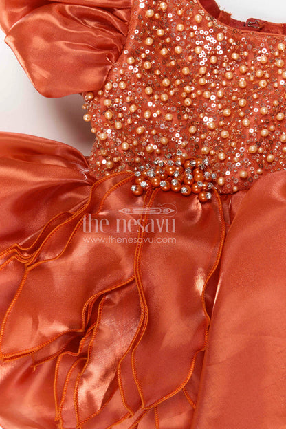 The Nesavu Girls Fancy Party Frock Baby Girl Party Frock for Birthdays and Special Celebrational Event Nesavu Nesavu baby girl satin party frock with bead embroidery for birthdays and special celebrations