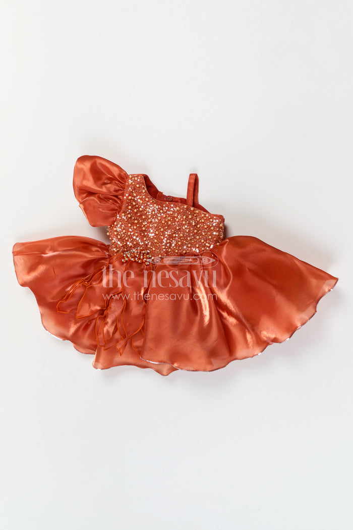 The Nesavu Girls Fancy Party Frock Baby Girl Party Frock for Birthdays and Special Celebrational Event Nesavu Nesavu baby girl satin party frock with bead embroidery for birthdays and special celebrations