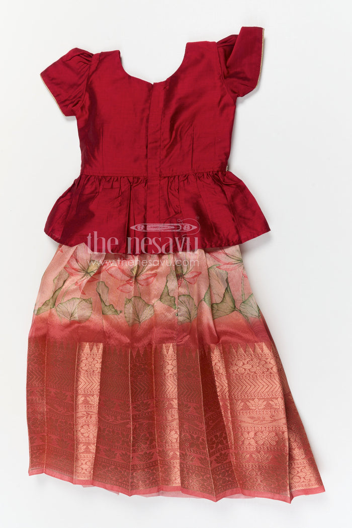 The Nesavu Pattu Pavadai Baby Girl Pattu Pavadai for Festival Celebrations and Wedding Nesavu Nesavu baby girl pattu pavadai for weddings and festive celebrations with semi banaras silk and rich border design