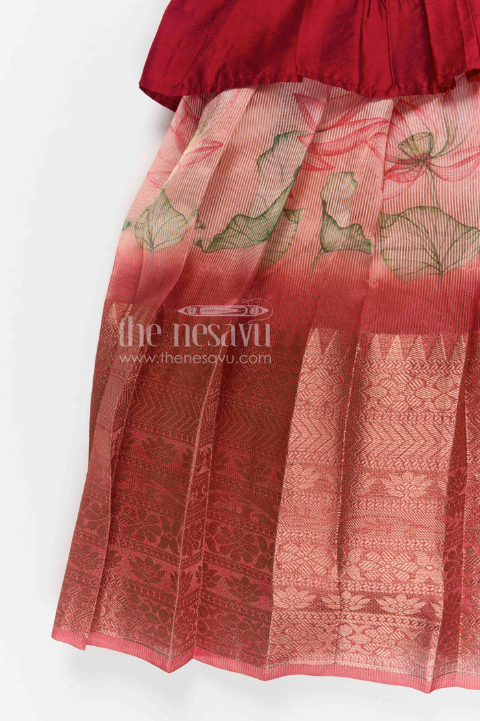 The Nesavu Pattu Pavadai Baby Girl Pattu Pavadai for Festival Celebrations and Wedding Nesavu Nesavu baby girl pattu pavadai for weddings and festive celebrations with semi banaras silk and rich border design