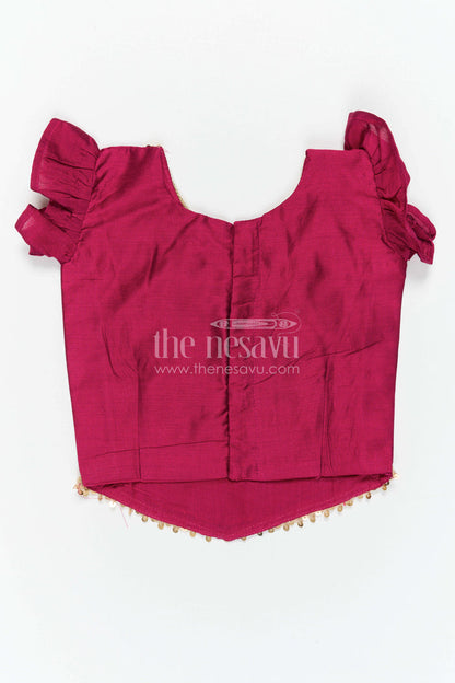 The Nesavu Pattu Pavadai Baby Girl Pattu Pavadai for Festive Occasions and Sangeeth Function Nesavu Nesavu Baby Girl Pattu Pavadai For Weddings Semi Banaras Silk With Digital Print Festive Outfit