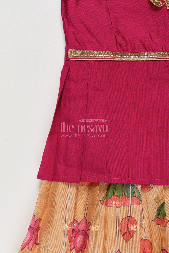 The Nesavu Pattu Pavadai Baby Girl Pattu Pavadai for Festive Photoshoots and Temple Visits Nesavu 18 (2Y) / Red GPP350B-18 Nesavu baby girl pattu pavadai zari work festive photoshoots temple visits
