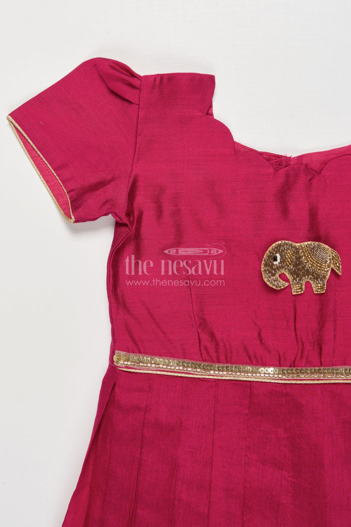 The Nesavu Pattu Pavadai Baby Girl Pattu Pavadai for Festive Photoshoots and Temple Visits Nesavu 18 (2Y) / Red GPP350B-18 Nesavu baby girl pattu pavadai zari work festive photoshoots temple visits