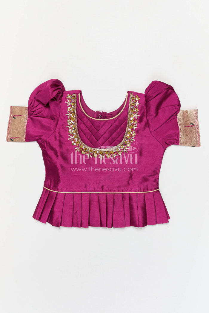 The Nesavu Pattu Pavadai Baby Girl Pattu Pavadai Set for Festivals and Traditional Celebrations Nesavu Nesavu baby girl pattu pavadai set for festivals and weddings with tissue skirt design