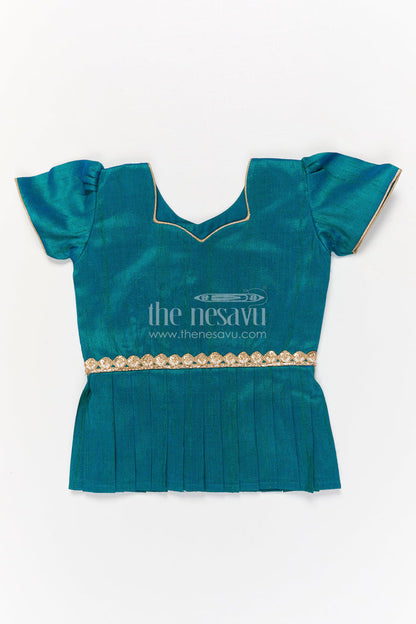 The Nesavu Pattu Pavadai Baby Girl Pattu Pavadai Set for Festivals and Wedding Ceremonies Nesavu Nesavu baby girl pattu pavadai with zari embroidered skirt and raw silk blouse for traditional events