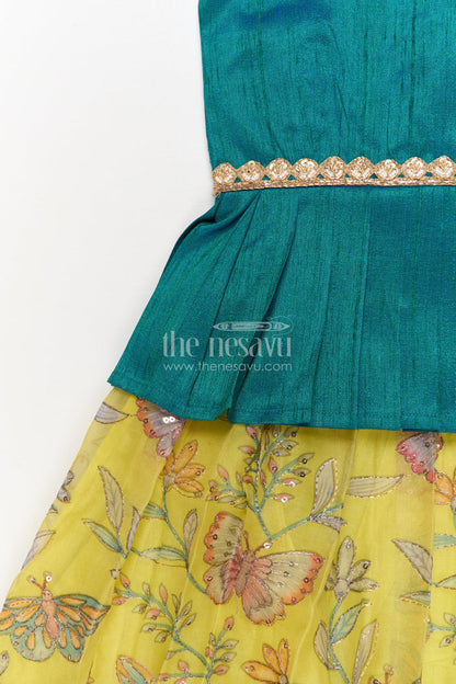 The Nesavu Pattu Pavadai Baby Girl Pattu Pavadai Set for Festivals and Wedding Ceremonies Nesavu Nesavu baby girl pattu pavadai with zari embroidered skirt and raw silk blouse for traditional events